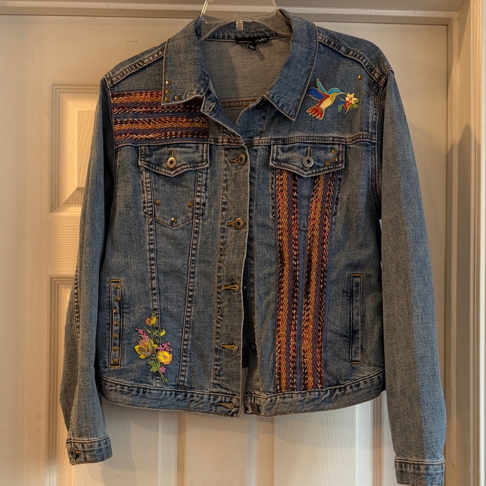 RXB Blue Jean Jacket with Multicolor Embroidery